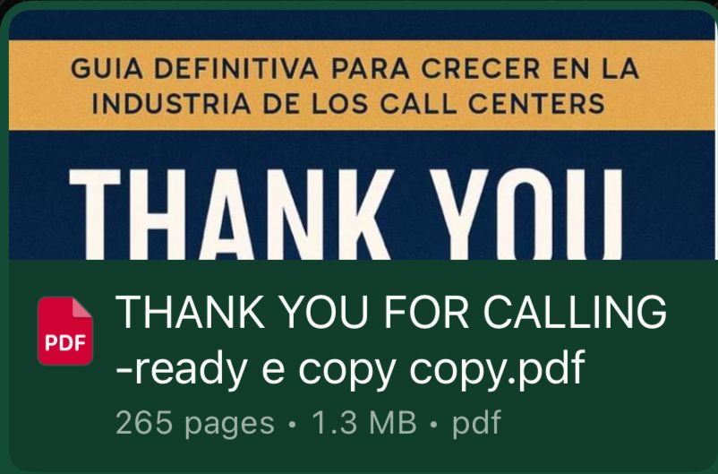Thank You For Calling :Estrategias para triunfar en el mundo del call center(pdf)